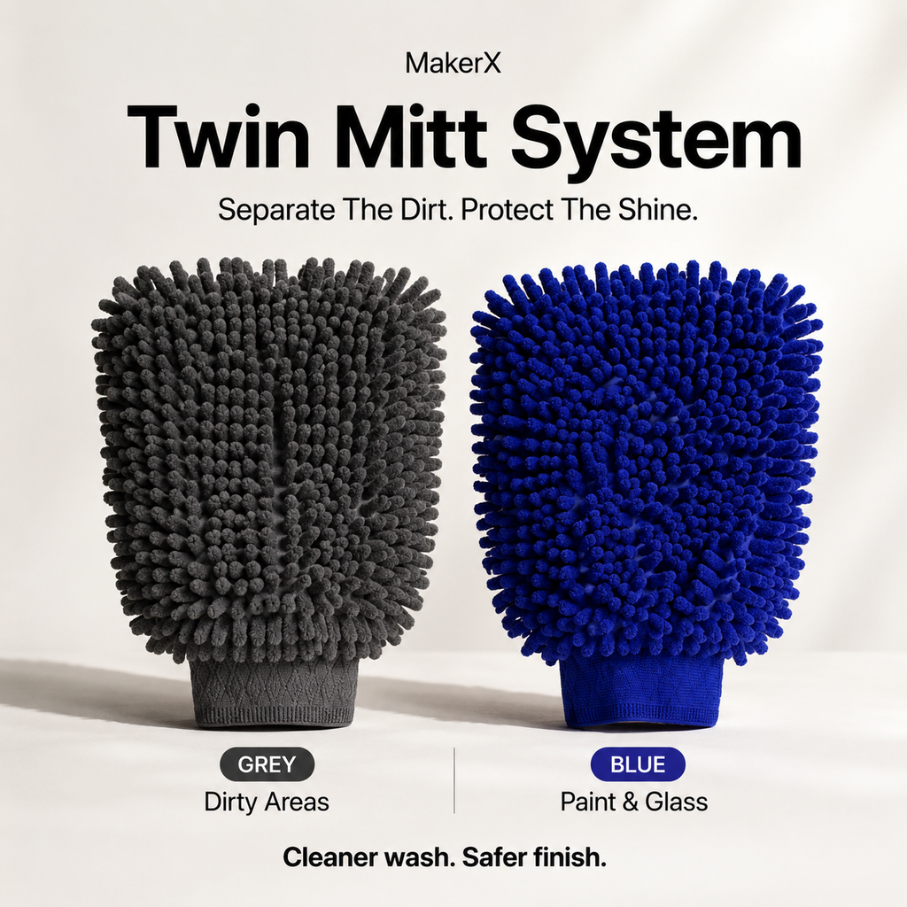 MakerX™ Twin Mitt System | Dual Chenille Microfiber Wash Mitts for Cars
