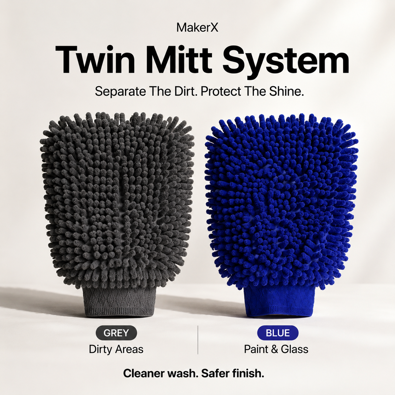 MakerX™ Twin Mitt System | Dual Chenille Microfiber Wash Mitts for Cars