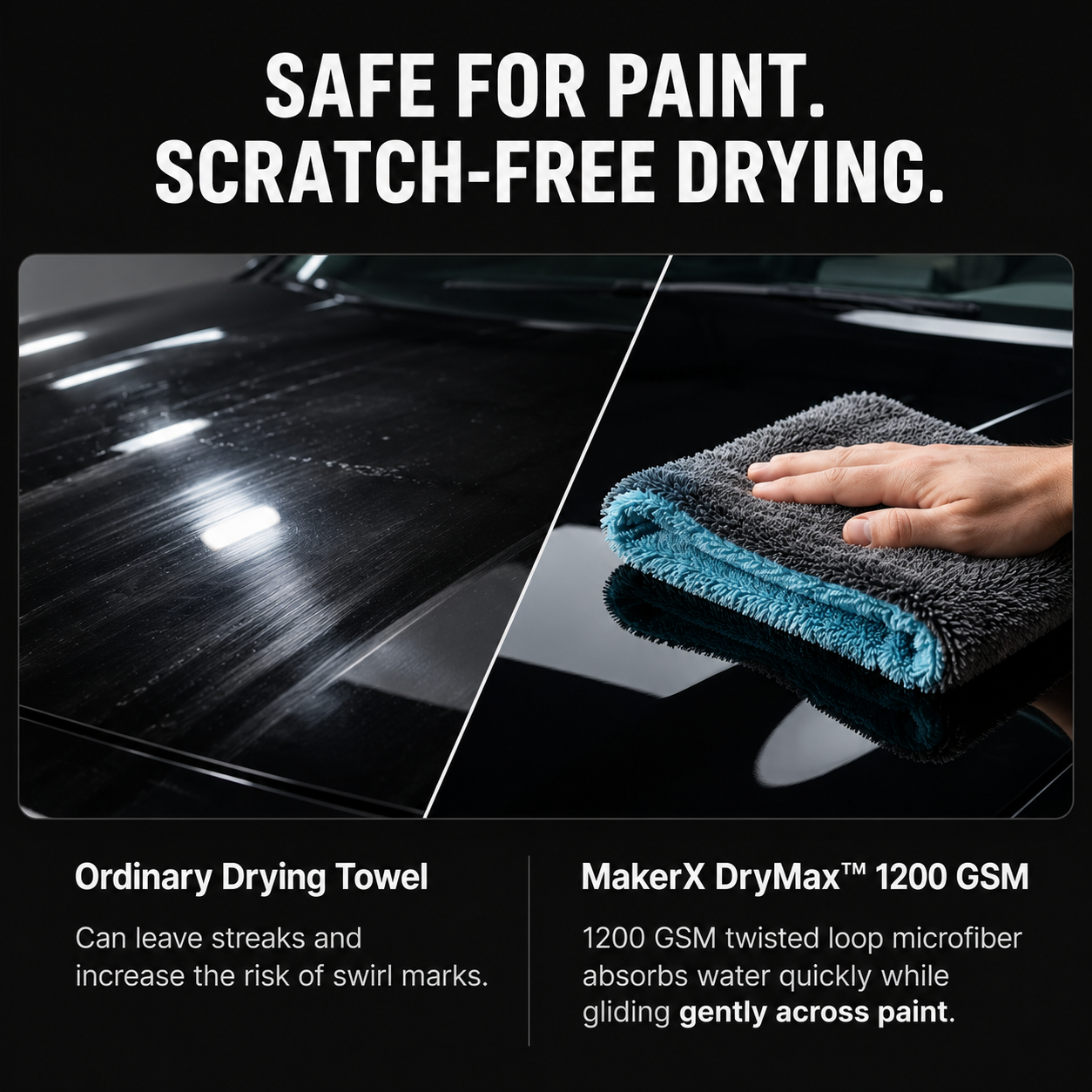 MakerX™ DryMax – 1200 GSM Microfiber Towels for Cars | 40 x 60 cm