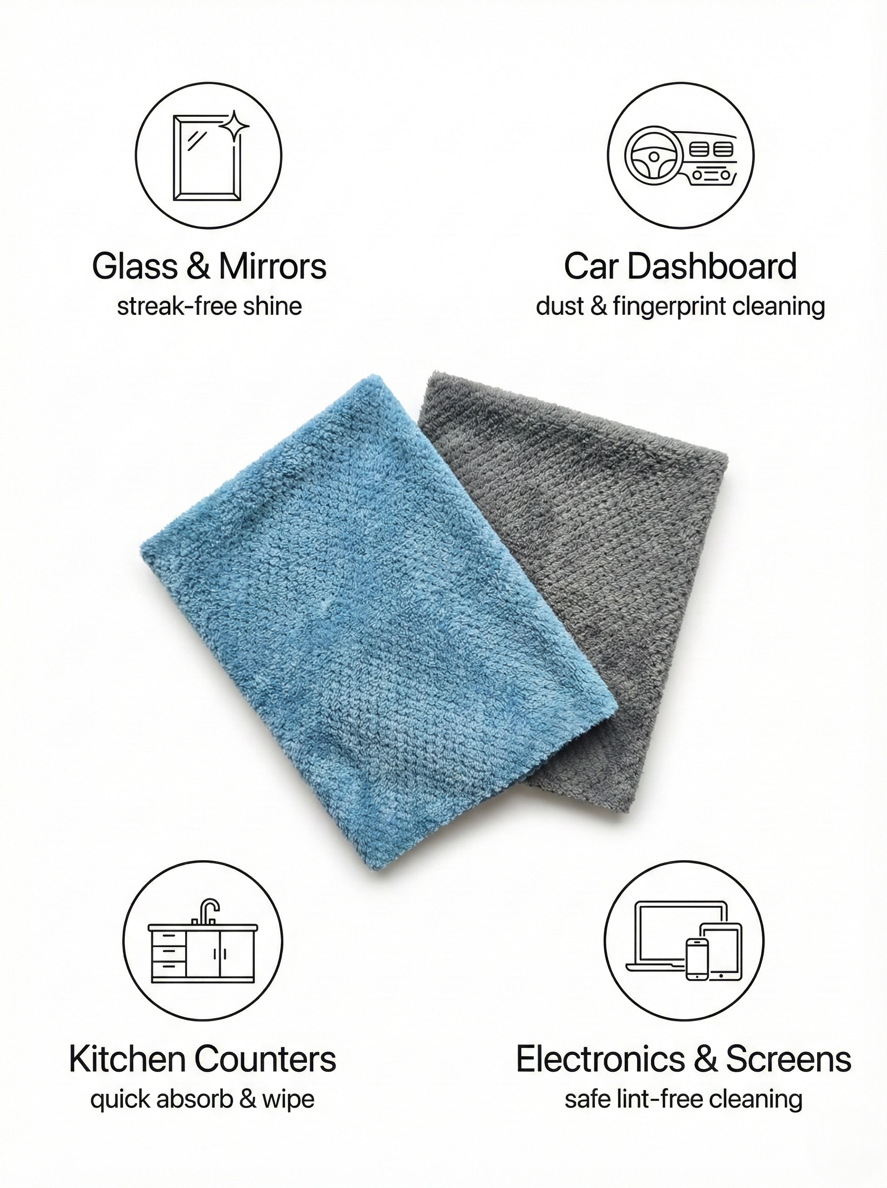 MakerX™  WaffleWeave 400 GSM Microfiber Towels (Pack of 2) – 40×40 cm