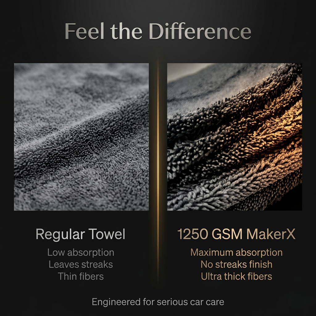 MakerX™ 2-Step Wash & Dry Microfiber Car Drying Towel System | 1250 GSM + 350 GSM