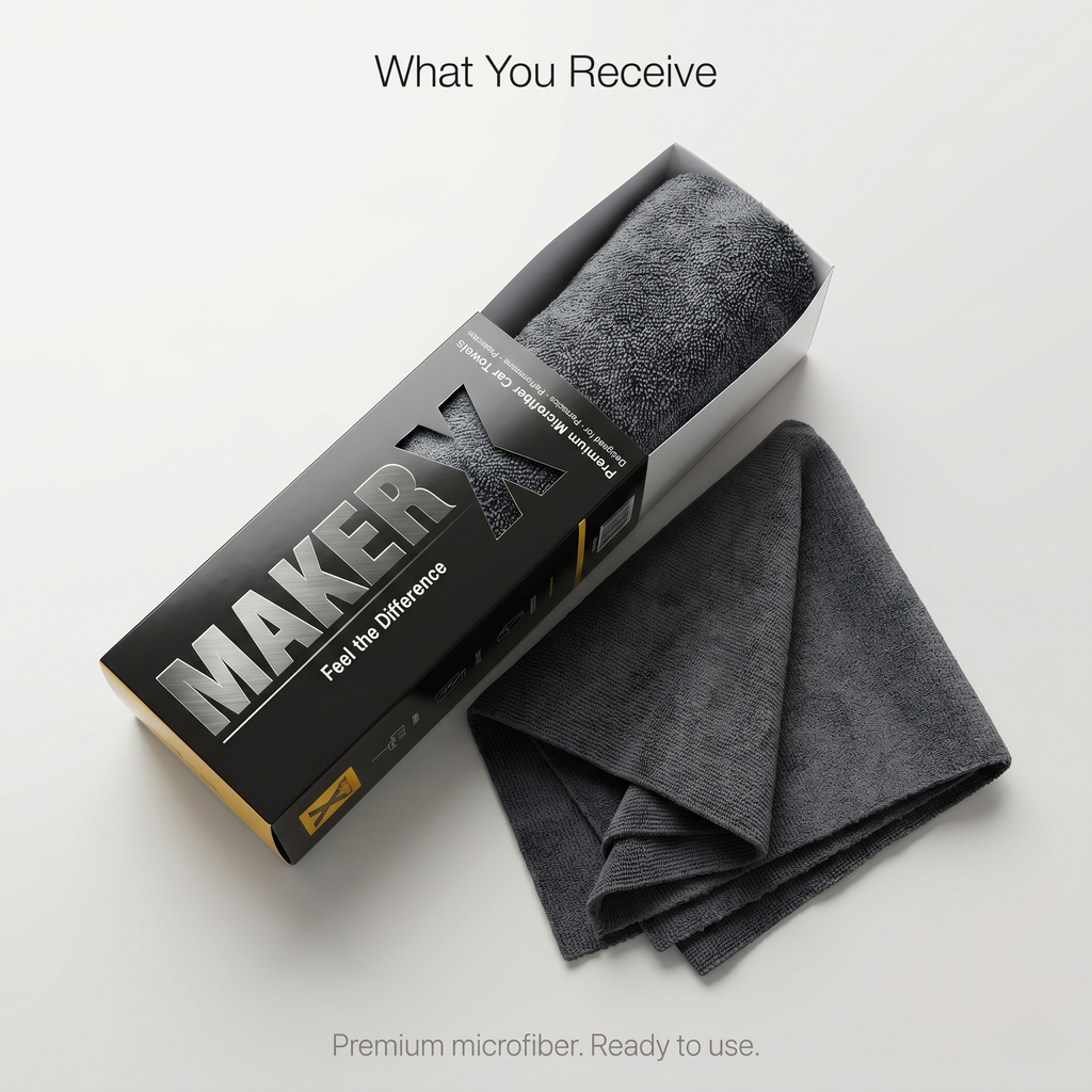 MakerX™ 2-Step Wash & Dry Microfiber Car Drying Towel System | 1250 GSM + 350 GSM