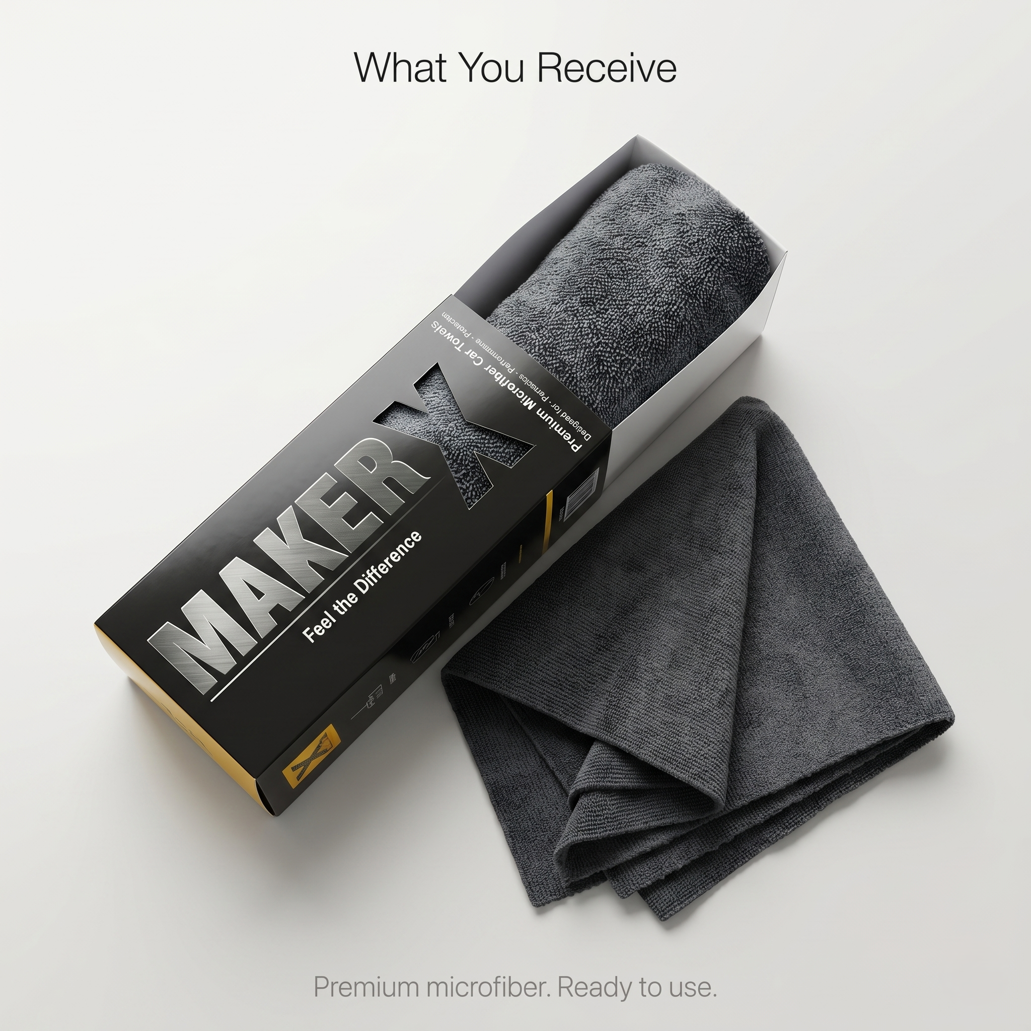 MakerX™ 2-Step Wash & Dry Microfiber Car Drying Towel System | 1250 GSM + 350 GSM